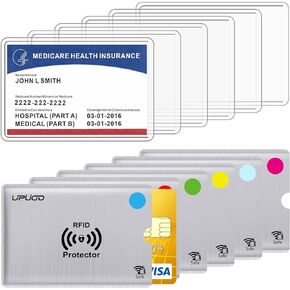 6 عبوات من أغلفة بطاقات الرعاية الطبية الجديدة سعة 12 مل و6 عبوات من أغلفة بطاقات RFID للتأمين، الاجتماعي، الأمان، المترو، الترخيص، بطاقات الائتمان