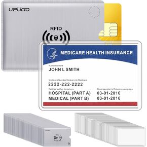 UpUGo 6 Pack 12mil New Medicare Card Protector Sleeves and 6 Pack RFID Blocking Card Sleeves for Insurance, Social, Security, Metro, License, Credit Cards