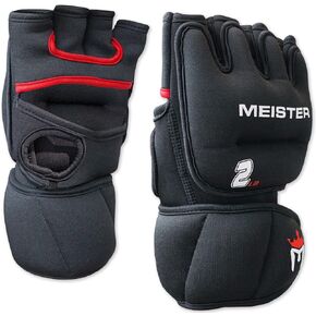 Meister 2 Pound Neoprene Weighted Gloves for Cardio & Heavy Hands (Pair) - 2lb x 2 - Black/Red