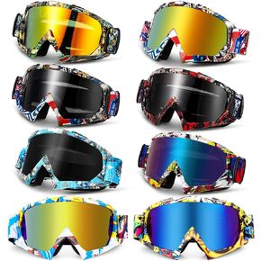 Dunzy 8 Pairs Dirt Bike Goggles Motorcycle Goggles ATV Motocross Riding Offroad Goggles for Adults Men Women