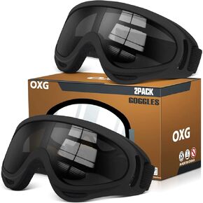 OXG زوجان من نظارات الدراجات النارية تناسب الخوذة، نظارات التزلج ATV المضادة للأشعة فوق البنفسجية والغبار والرياح ونظارات الدراجة الترابية للشباب والرجال والنساء