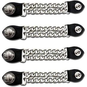 EXCELSIOR INTERNATIONAL Unisex Buffalo Nickel Vest Extenders, Durable Motorcycle Vest Extenders For Bikers -4 Inch, 6 1/2 Inch, (4 pc)