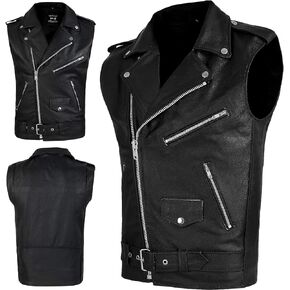 DEFY Men's Genuine Leather Motorcycle Biker Concealed Carry Vintage Vest American Sizes (Small)