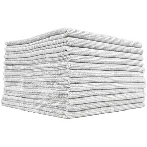 The Rag Company - The Pearl - Professional Microfiber Detailing Towel for Ceramic Coating Leveling and Sealant Removal, Safe and Scratch-Free with No Tags, 320gsm, 16in x 16in, Green -12 Pack