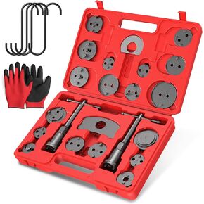 EVERESTWAY Heavy Duty Disc Brake Piston Caliper Compressor Wind Back Tool Kits Universal Sets for Brake Pad Replacement with Hanger Hooks-28 Pieces