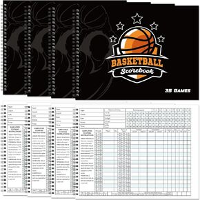 Qilery Basketball Scorebook 35 Games Score Keeping Book Side by Side Score Book League High School or Middle School Basketball Book for Stats Coaches Scorekeepers Adult Youth, 11.8 x 9''
