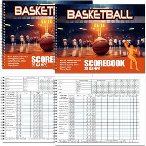 Qilery Basketball Scorebook 35 Games Score Keeping Book Side by Side Score Book League High School or Middle School Basketball Book for Stats Coaches Scorekeepers Adult Youth, 11.8 x 9''