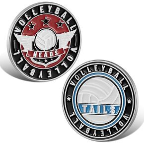 Equsion 2 Pcs Referee Volleyball Flip Coin with Case Portable Toss Sport Coin Official Anti Rust Flipping Coin for Umpire Training Matches Judge Equipment Accessories, 1.5 Inches in Diameter