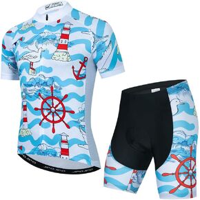 Men Cycling Jersey Set Cycle Short Sleeve Shirt and 3D Cushion Shorts Padded Suit Biking Top