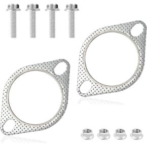2PCS 2.5" Exhaust Gasket Kit Include 4PCS Exhaust Bolts,2-Bolt Exhaust Flange Gasket for Automotive Replacement Exhaust Manifold Gasket OEM#120-06310-0002,Premium Car Accessories