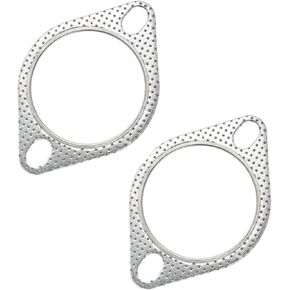 jokormo 2 PCS Car Exhaust Pipe Interface Gasket, 2.5 Inches Two-Hole Exhaust Manifold Clamp Flange Spacer, Automobile Modification Accessories, Compatible with Most Cars, Trucks and SUVs (Silver)