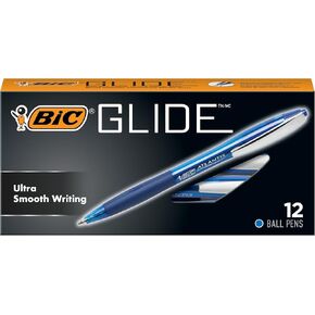 BIC Glide Black Retractable Ballpoint Pens, Medium Point (1.0mm), 12-Count Pack, Ultra Smooth Writing Black Pens