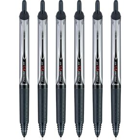 Pilot, Precise V5 RT Refillable & Retractable Rolling Ball Pens, Extra Fine Point 0.5 mm, Black, Pack of 6