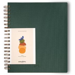 Anecdote 2025 Planner (8.5" x 10") Daily Planner Weekly Monthly Planner - 52 Weeks w/Library Buckram Cover, Brass Spiral - A4 Size Bleed-Resistant Paper – Evergreen