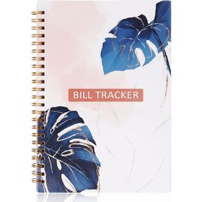Miru Bill Payment Tracker. A5 Notebook Bill Planner with Spiral Binding and Back Pocket – Home Finance & Monthly Bill Payment Organizer, Logbook