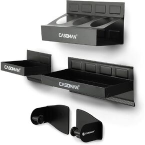 CASOMAN Magnetic Toolbox Shelf, Tray, Paper Towel Holder, 4-Piece Set, Black, Variety of Use, Durable, Magnets Any Metal Surface