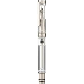 Asvine Vacuum Filling Fountain Pen Luxury Titanium Fine Point Pen V200 Series, Clear Demonstrator Smooth Writing Pen Gift Case