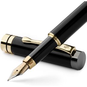 Wordsworth & Black Fountain Pen Set, Luxury Bamboo Wood - Medium Nib, Gift Case; Includes 6 Ink Cartridges, Ink Refill Converter -Journaling, Calligraphy; Drawing, Smooth Writing [Rosewood]