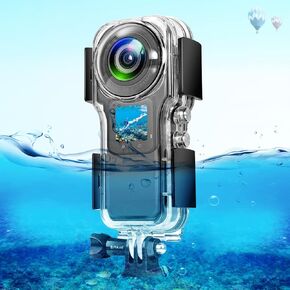 PULUZ 131FT/40M Waterproof Housing Diving Case for Insta360 One RS 1-Inch 360 Edition Waterproof Case Covers Transparent Action Camera Underwater Diving Protective Shell with Bracket Accessories