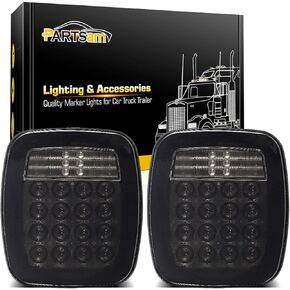 Partsam Pair 38 LED Universal Tail Brake Turn Stop License Back up Reverse Lights Rear Combination for Wrangler YJ TJ CJ Truck Trailer Boat RV,12V Stud Mounted Lamps Waterproof,Pack of 2