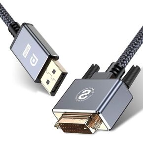 DisplayPort to DVI Cable 6.6ft, DVI to Displayport Adapter Cable, High Speed Gold Plated Nylon Braided DP to DVI Cable Compatible with Lenovo, Dell, HP, Monitor, and Other Brand