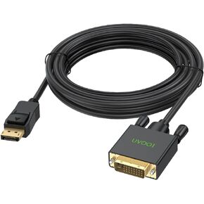 UVOOI DisplayPort to DVI Cable 15 Feet, DP to DVI-D Male to Male Adapter Cable Compatible with Display, PC, Laptop, HDTV, Projector, Monitor, More - Gold-Plated