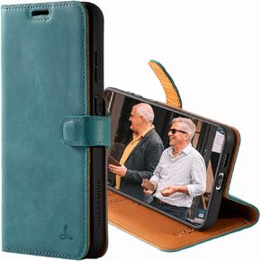 Snakehive Leather Wallet for Samsung Galaxy S24 5G - Real Leather Wallet Phone Case - Genuine Leather with Viewing Stand and 3 Card Holder - Flip Folio Cover with Card Slot (Black)