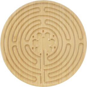 BambooMN 12.5" Dia Carbonized Brown Bamboo Finger Labyrinth for Meditation and Prayer, 7 Circuit Chartres Style, 1 Piece