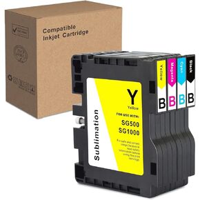 SG500 SG1000 Sublimation Ink Cartridge Compatible for Sawgrass Virtuoso SG500 SG1000 Printer (1*Black, 1*Cyan,1*Magenta, 1*Yellow 4-Pack) B Series