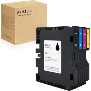 AYMSous GC41 Sublimation Ink Cartridge Compatible for Ricoh GC41 GC-41 for Ricoh IPSiO SG3100 SG2100 SG2100L SG2010L Aficio SG3110DNW SG2100N SG3100SNW SG2100 SG3110DN SG2010 (1BK, 1C, 1M, 1Y, 4-Pack)