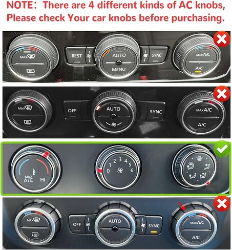 Auovo Air Conditioning Knob Trims Compatible with Jetta Atlas Taos Tiguan Golf R Passat Aluminum Alloy AC Climate Control Knob Rings Radio Volume Button Knob Covers Car Interior Accessories (Red) in Saudi Arabia