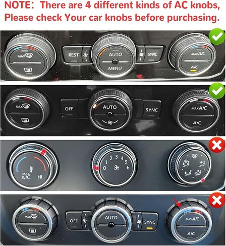 Auovo Air Conditioning Knob Trims Compatible with Jetta Atlas Taos Tiguan Golf R Passat Aluminum Alloy AC Climate Control Knob Rings Radio Volume Button Knob Covers Car Interior Accessories (Red) in Saudi Arabia