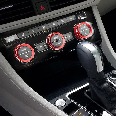 Auovo Air Conditioning Knob Trims Compatible with Jetta Atlas Taos Tiguan Golf R Passat Aluminum Alloy AC Climate Control Knob Rings Radio Volume Button Knob Covers Car Interior Accessories (Red) in Saudi Arabia