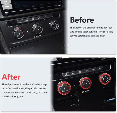Auovo Air Conditioning Knob Trims Compatible with Jetta Atlas Taos Tiguan Golf R Passat Aluminum Alloy AC Climate Control Knob Rings Radio Volume Button Knob Covers Car Interior Accessories (Red) in Saudi Arabia
