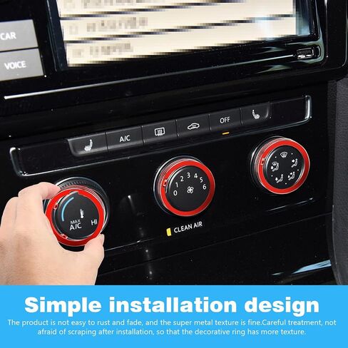 Auovo Air Conditioning Knob Trims Compatible with Jetta Atlas Taos Tiguan Golf R Passat Aluminum Alloy AC Climate Control Knob Rings Radio Volume Button Knob Covers Car Interior Accessories (Red) in Saudi Arabia