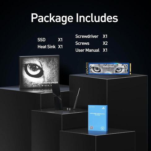 MOVE SPEED HB7450 512GB SSD for PS5 with Heatsink, PCIe 4.0 NVMe M.2 Internal Solid State Drive - Up to 7450MB/s, 3D NAND Storage Expansion Compatible with PS5, Desktops and Laptops in Saudi Arabia