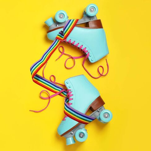2 Pieces Rainbow Skate Leash Adjustable Skate Boot Carrier Strap Skate Shoulder Sling Leash Roller Skate Shoulder Strap for Child Skates in Saudi Arabia