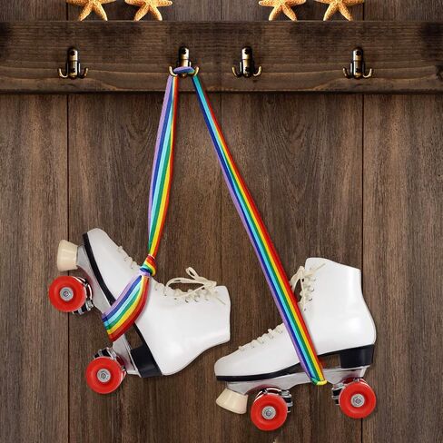 2 Pieces Rainbow Skate Leash Adjustable Skate Boot Carrier Strap Skate Shoulder Sling Leash Roller Skate Shoulder Strap for Child Skates in Saudi Arabia