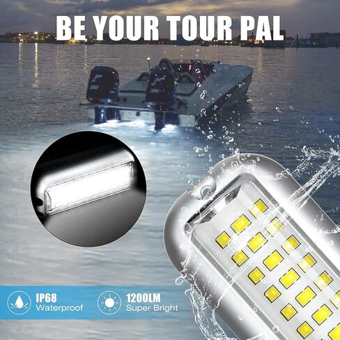 مصباح القارب LED البحري BASIKER BS1 (2x1200LM 27LED)، 10-36 فولت، 316 من الفولاذ المقاوم للصدأ، IP68، الهواء أو تحت الماء، حامل سطحي مصمم لسفن الرحلات البحرية واليخوت والقوارب والمراكب الشراعية والعائمة والعارضة (أبيض) in Saudi Arabia