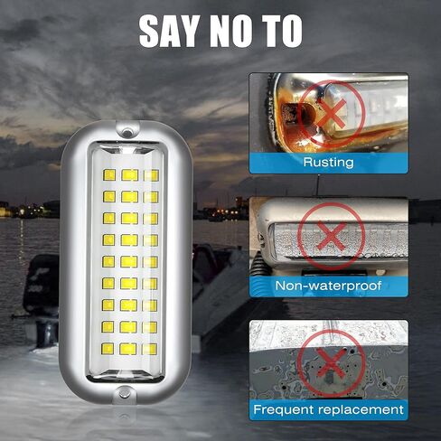 مصباح القارب LED البحري BASIKER BS1 (2x1200LM 27LED)، 10-36 فولت، 316 من الفولاذ المقاوم للصدأ، IP68، الهواء أو تحت الماء، حامل سطحي مصمم لسفن الرحلات البحرية واليخوت والقوارب والمراكب الشراعية والعائمة والعارضة (أبيض) in Saudi Arabia