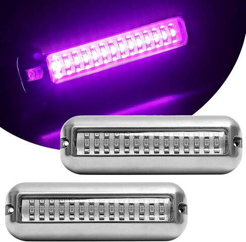 HUSUKU منتصف 42LED 1500LM أضواء LED البحرية للقوارب تحت الماء (أبيض)، قطعتين، 5.1 بوصة، IP68، 316 الفولاذ المقاوم للصدأ، سطح جبل لليخوت عائم المراكب الشراعية كاياك سكيف داك جون أكسنت باس قارب الصيد in Saudi Arabia