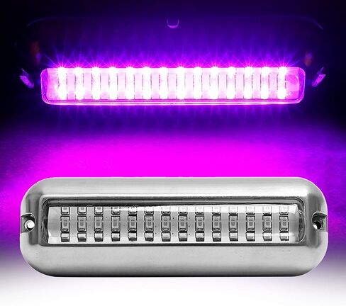 HUSUKU منتصف 42LED 1500LM أضواء LED البحرية للقوارب تحت الماء (أبيض)، قطعتين، 5.1 بوصة، IP68، 316 الفولاذ المقاوم للصدأ، سطح جبل لليخوت عائم المراكب الشراعية كاياك سكيف داك جون أكسنت باس قارب الصيد in Saudi Arabia