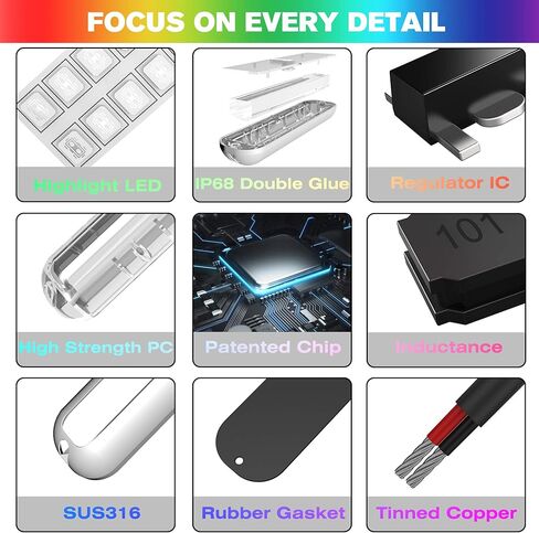 HUSUKU منتصف 42LED 1500LM أضواء LED البحرية للقوارب تحت الماء (أبيض)، قطعتين، 5.1 بوصة، IP68، 316 الفولاذ المقاوم للصدأ، سطح جبل لليخوت عائم المراكب الشراعية كاياك سكيف داك جون أكسنت باس قارب الصيد in Saudi Arabia