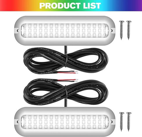 HUSUKU منتصف 42LED 1500LM أضواء LED البحرية للقوارب تحت الماء (أبيض)، قطعتين، 5.1 بوصة، IP68، 316 الفولاذ المقاوم للصدأ، سطح جبل لليخوت عائم المراكب الشراعية كاياك سكيف داك جون أكسنت باس قارب الصيد in Saudi Arabia