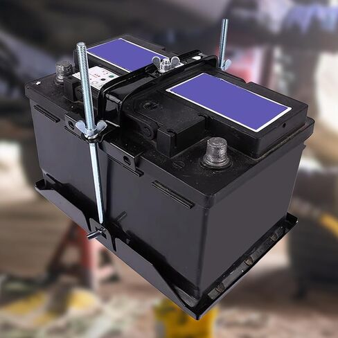 بطارية GEPHYNM مع الاستمرار، ربط البطارية العملي للسيارة، مجموعة تثبيت البطارية مع مسامير J مقاومة للصدأ مقاس 8 بوصات، حامل بطارية السيارة قابل للتعديل in Kuwait