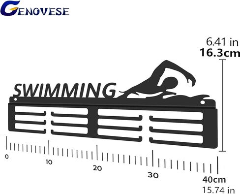 حامل ميداليات السباحة من جينوفيز، حامل شماعات لعرض الميداليات للسباح، معدن فولاذي أسود قوي، مثبت على الحائط أكثر من 50 ميدالية in Kuwait