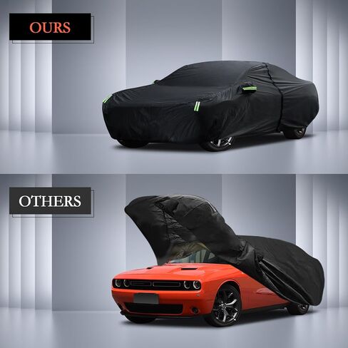 غطاء سيارة مناسب لسيارة دودج تشالنجر 2008-2023، مقاوم للماء في جميع الأحوال الجوية للسيارات، غطاء خارجي كامل واقي من المطر والشمس والثلج مع سحاب للباب in Kuwait