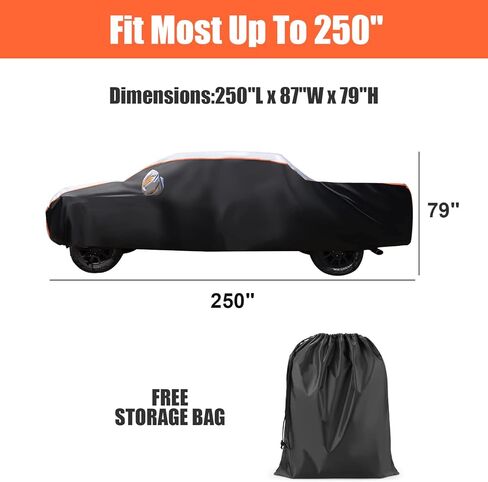 غطاء شاحنة Sailnovo، أغطية سيارة شاحنة بيك أب كاملة في الهواء الطلق شديدة التحمل ومقاومة للماء في جميع الأحوال الجوية، تناسب Ford F-150 F-250 F-350، شيفروليه سيلفرادو/GMC Sierra 1500-3500، Nissan Titan 2008-2015 إلخ in Kuwait