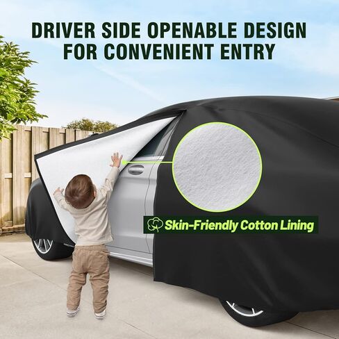 غطاء سيارة Favoto SUV مقاوم للماء - لجميع الأحوال الجوية للسيارات 6 طبقات شديدة التحمل في الهواء الطلق غطاء سيارة كامل للحماية من الشمس مع سحاب جانبي وأشرطة مقاومة للرياح، مناسب عالمي لسيارات الدفع الرباعي (188-198 بوصة) in Kuwait