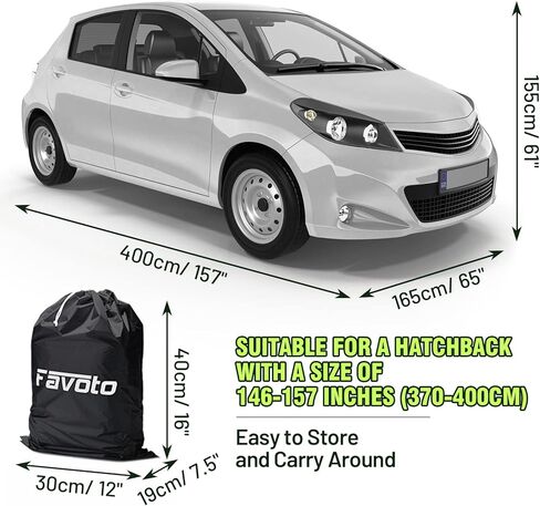 غطاء سيارة Favoto SUV مقاوم للماء - لجميع الأحوال الجوية للسيارات 6 طبقات شديدة التحمل في الهواء الطلق غطاء سيارة كامل للحماية من الشمس مع سحاب جانبي وأشرطة مقاومة للرياح، مناسب عالمي لسيارات الدفع الرباعي (188-198 بوصة) in Kuwait